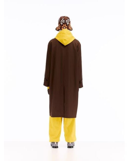 vowels Brown Split Raglan Coat for men