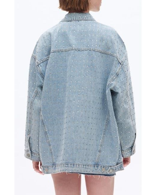 Bayeas Blue Oversize Rhinestone Denim Jacket