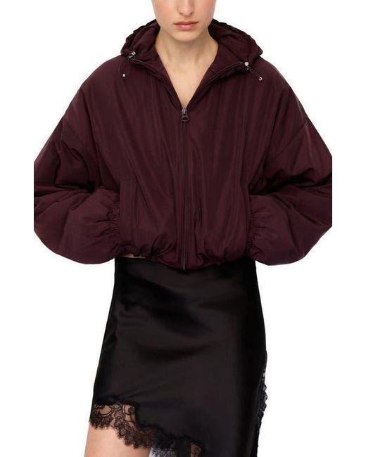 Mango Red Oversize Hooded Crop Zip Jacket