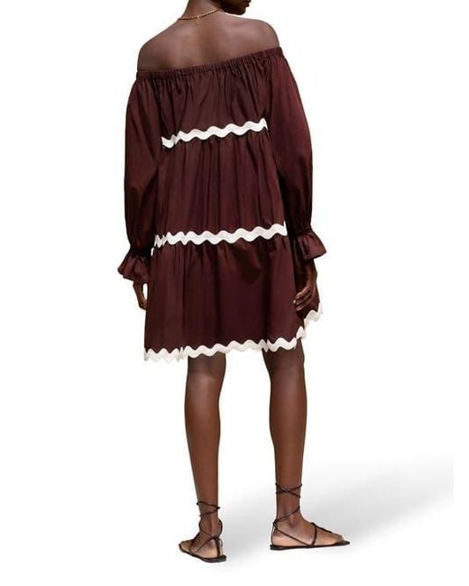Ro&zo Red Bardot Contrast Trim Dress