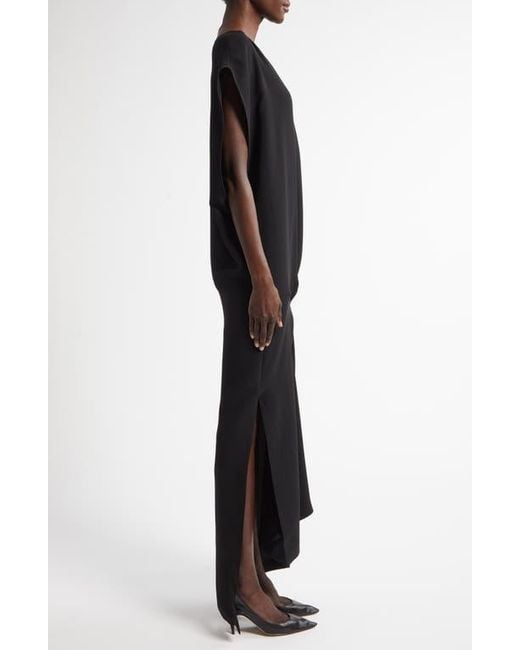 The Row Black Esmee Asymmetric Silk Column Gown