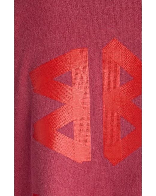 Balenciaga Red Medium Fit Tape Type Logo Graphic T-Shirt