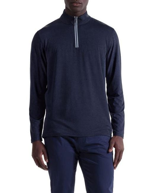 Bugatchi Blue Quarter Zip Pullover for men