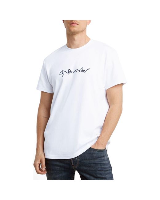G-Star White G-Script Graphic T-Shirt for men