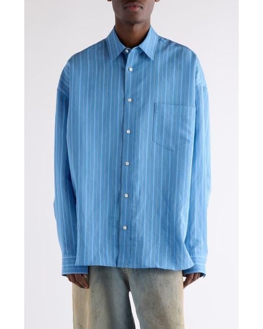 Acne Studios Men's Blue Roffia Stripe Overisze Button-Up Shirt
