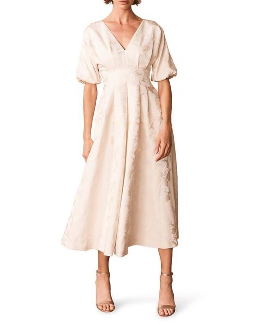 Mint Velvet Natural Jacquard Midi Dress