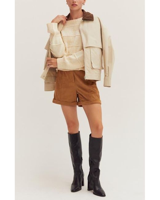 Crescent Brown Suede Cuffed Shorts