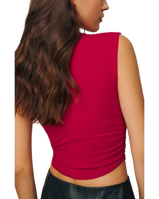 Reformation Red Lindy Ruched Crop Top