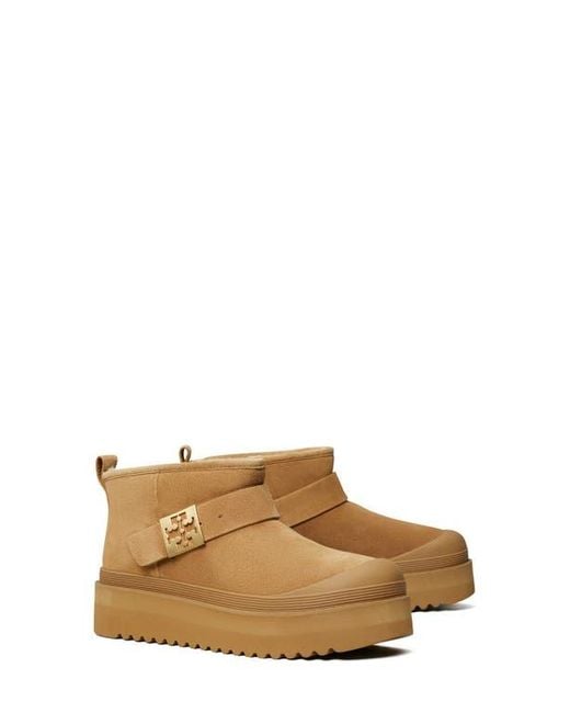 Tory Burch Brown Mellow Genuine Shearling Lined Platform Boot