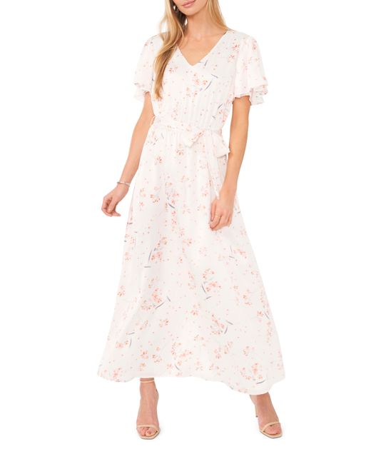 Vince Camuto Pink Floral Short Sleeve Maxi Dress