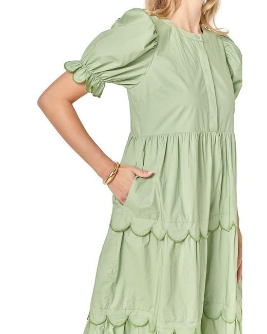 green emerald velvet dress English Factory Women's Puff Sleeve Mini Dress