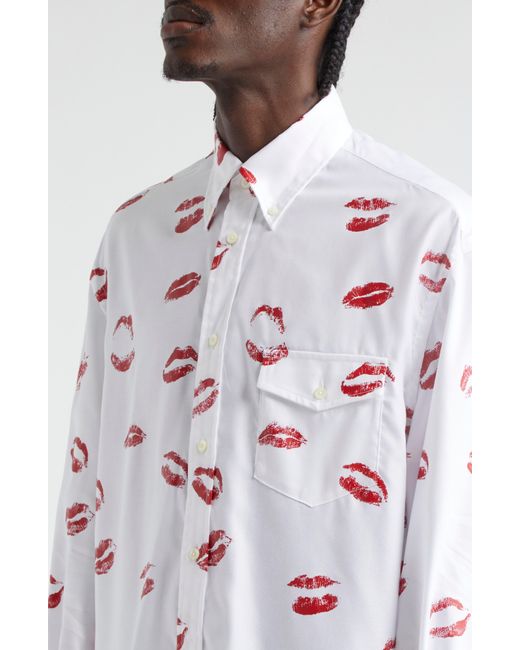 TAKAHIROMIYASHITA The Soloist White Lips Print Button-down Shirt for men