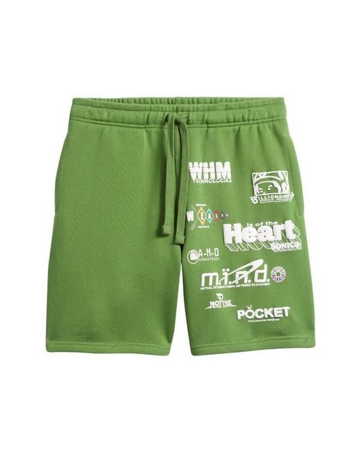 BBCICECREAM Green Whm Cotton Graphic Shorts for men