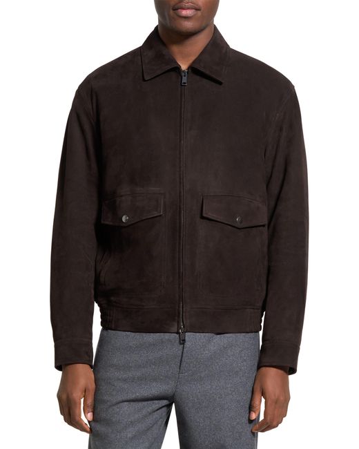 Theory Black Reece Leather Aviator Jacket for men