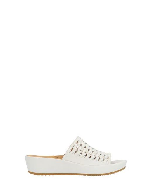 L'amour Des Pieds White Cyra Platform Wedge Slide Sandal