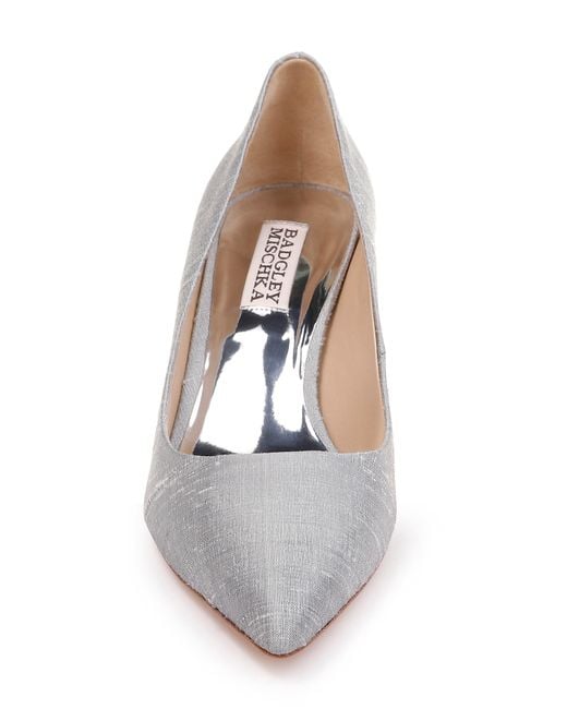 badgley mischka silver pumps