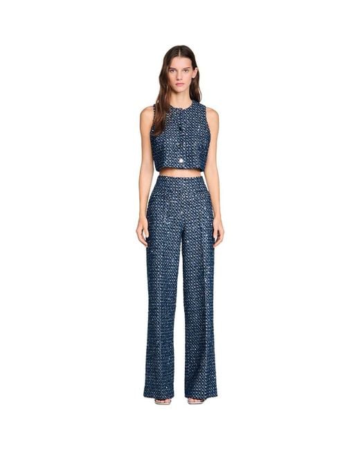 Sandro Blue Sequin Trousers