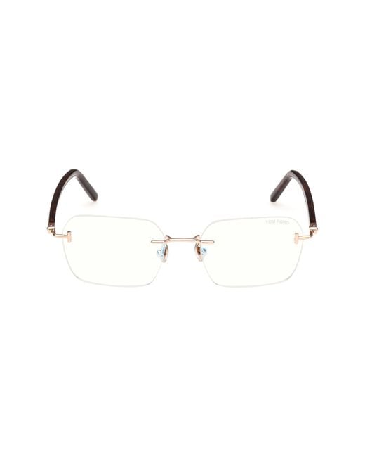 Tom Ford Metallic 54Mm Rectangular Light Blocking Optical Glasses for men