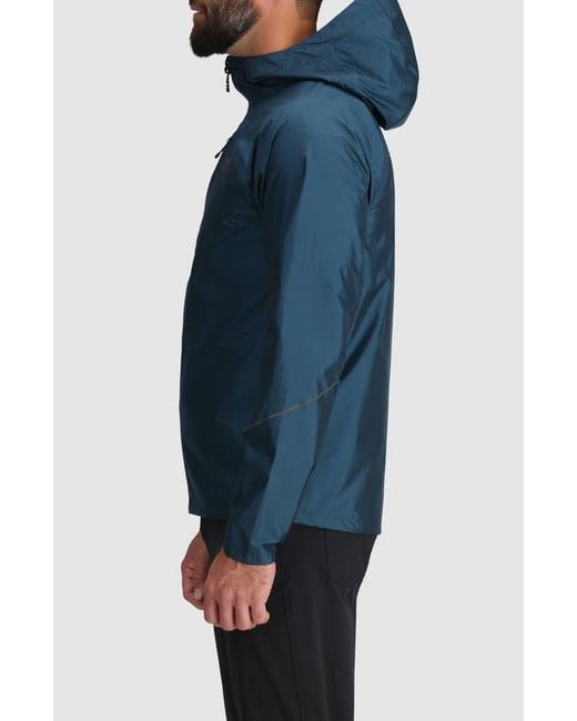 Outdoor Research Blue Helium Rain Ultralight Hooded Jacket for men