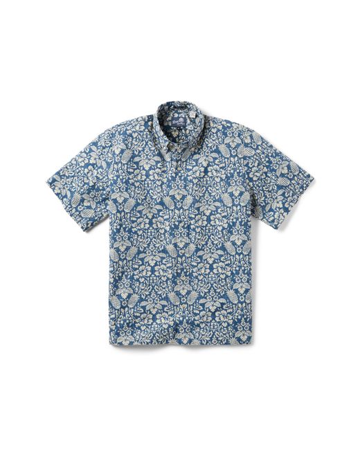 Reyn Spooner Blue Oahu Harvest Classic Fit Print Short Sleeve Button-down Shirt for men