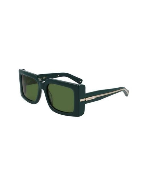 Ferragamo Green Prisma 55Mm Modified Rectangular Sunglasses