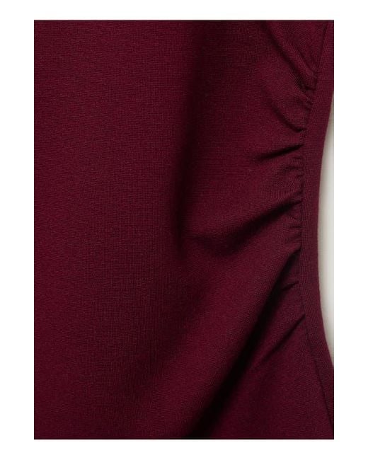 Mango Purple Ruched One-Shoulder Top
