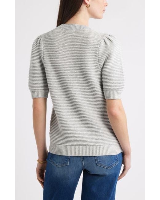 Caslon Gray Links Puff Sleeve Wool Blend Cardigan