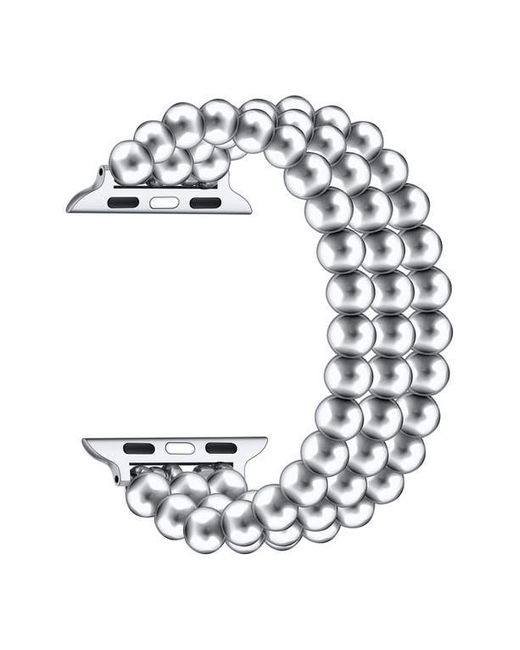 The Posh Tech White Nova Stainless Steel Beaded Band For Apple Watch