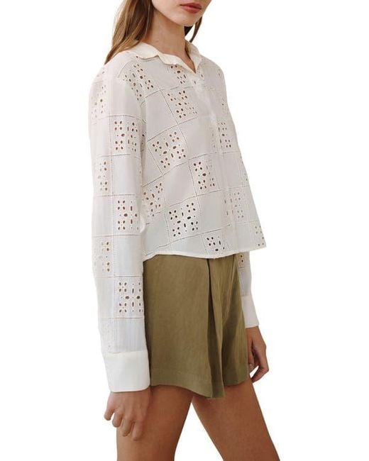 Bella Dahl Multicolor Embroidered Eyelet Button-Up Shirt