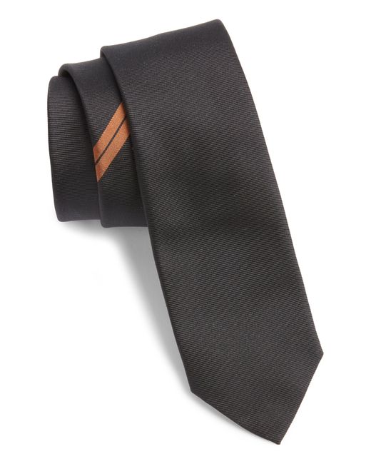 Zegna Black Diagonal Stripe Mulberry Silk Jacquard Tie for men