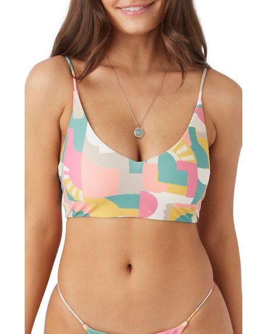 O'neill Sportswear Brown Lisbon Geo Middles Lace-Up Bikini Top