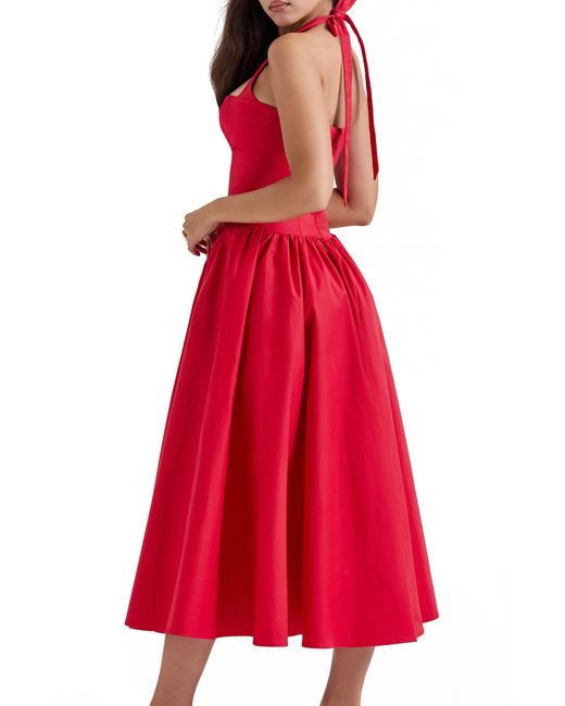 House Of Cb Red A-line Halter Dress