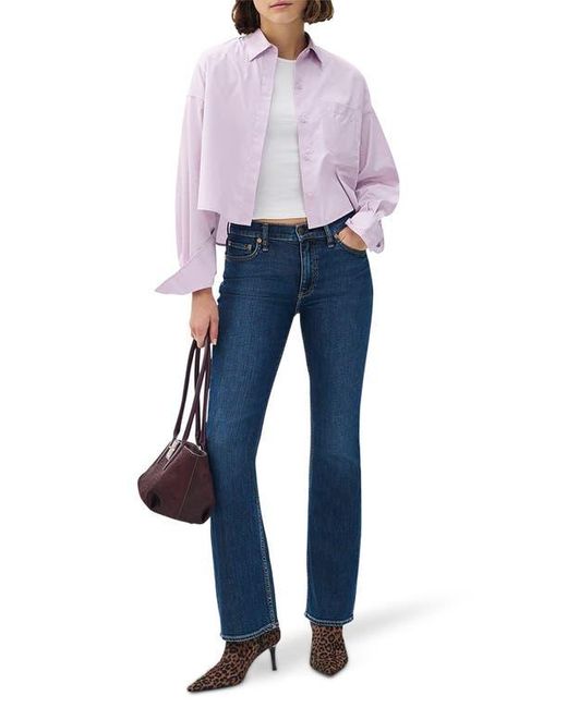 Rag & Bone Purple Marin Crop Cotton Button-Up Shirt
