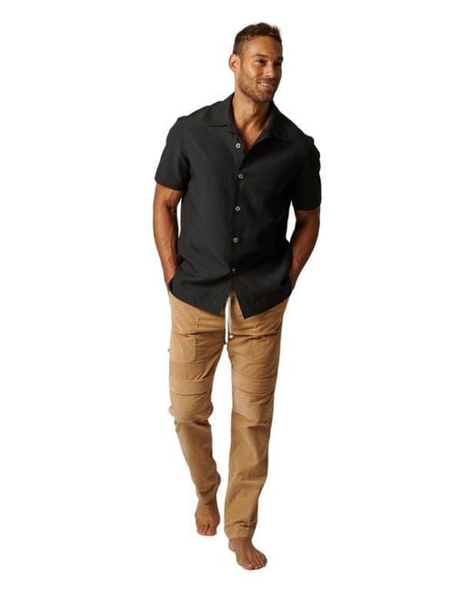 LEISURE LAB Black Cabana Button Up for men