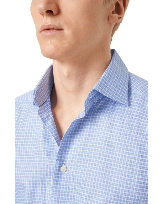 Eton of Sweden Blue Slim Fit Check Organic Cotton Dress Shirt for men