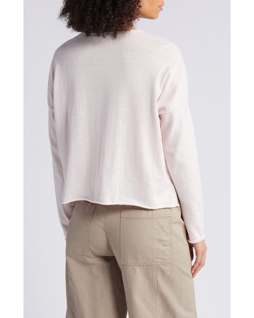 Eileen Fisher Long Sleeve Organic Cotton Top in White | Lyst