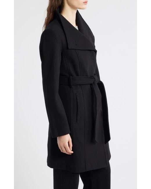 Michael Kors Black Belted Coat With Oversize Collar