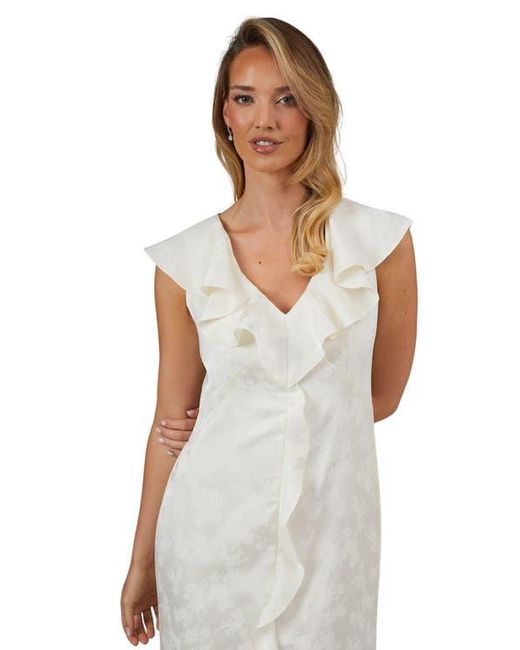 Oasis White Satin Jacquard V-Neck Bridesmaid Dress