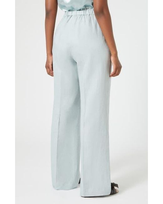 Marina Rinaldi Blue Rocco Wide Leg Linen Pants