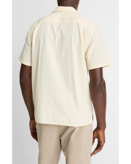 Vince Natural Union Textured Stripe Cotton Camp Shirt for men