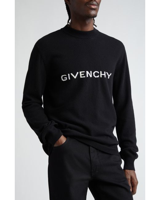Givenchy Black Archetype Logo Intarsia Wool Crewneck Sweater for men