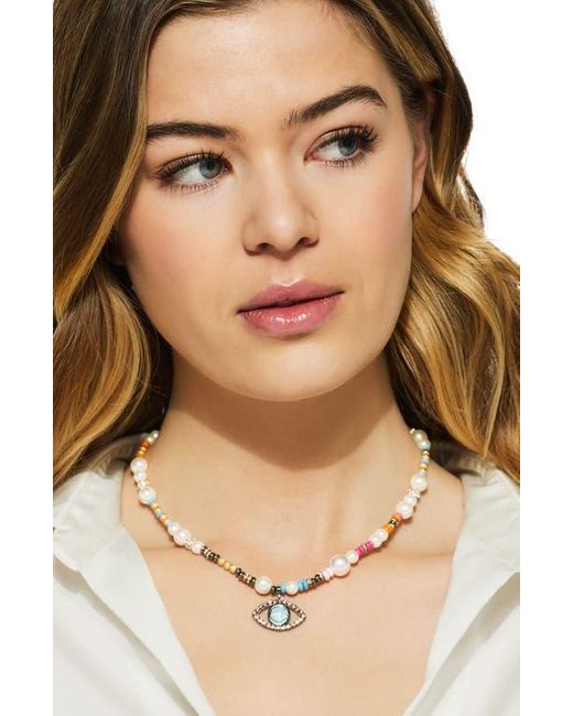 Kurt Geiger White Evil Eye Pendant Necklace