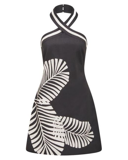 EVER NEW Black Adore Halter Linen Blend Minidress