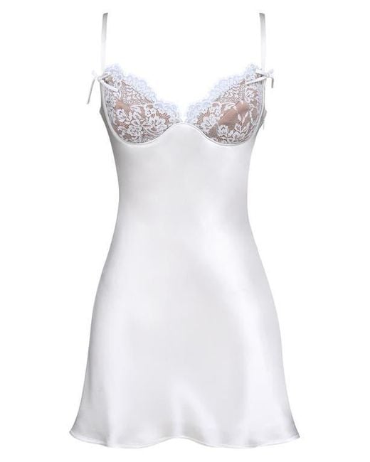 House Of Cb White Athenea Satin Minidress