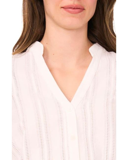Halogen® White Cotton Button-Up Top