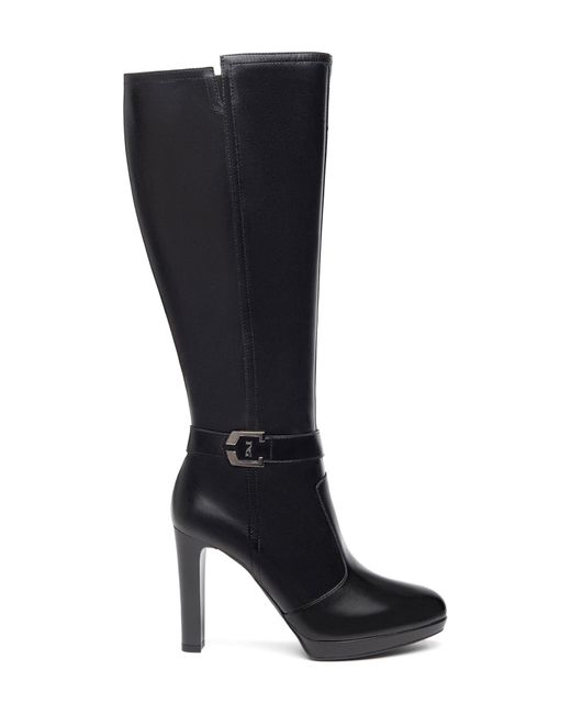 Nero Giardini Logo Plate Knee High Platform Boot in Black | Lyst