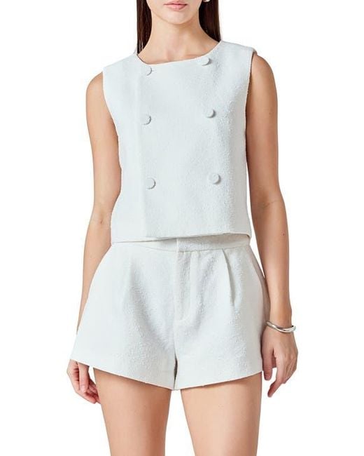 Endless Rose White Double Breasted Crop Top