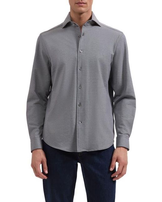 Bugatchi Gray Devon Ooohcotton Button-Up Shirt for men