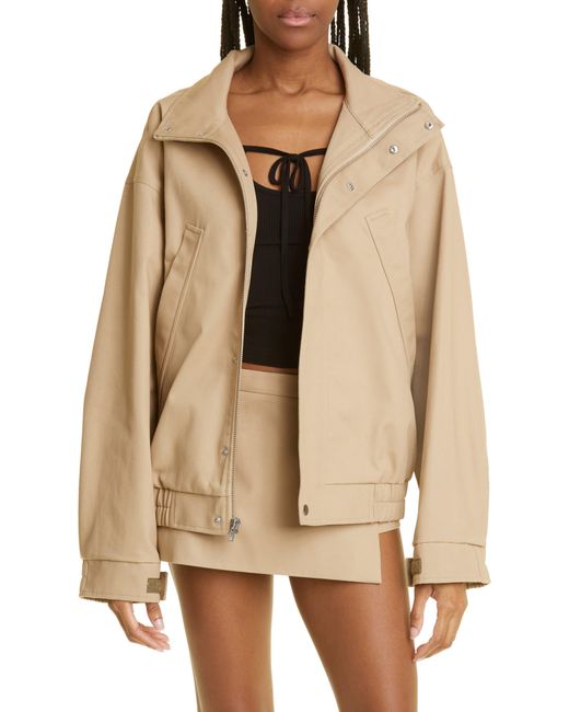 Sandy Liang Papas Oversize Cotton Twill Jacket in Natural | Lyst