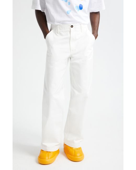 Marni White Cotton Garbardine Flare Leg Pants for men